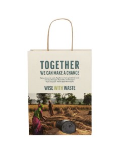 Shopper in carta da 150g/m2 realizzato con scarti agricoli con manici intrecciati - 24 x 9 x 32 cm