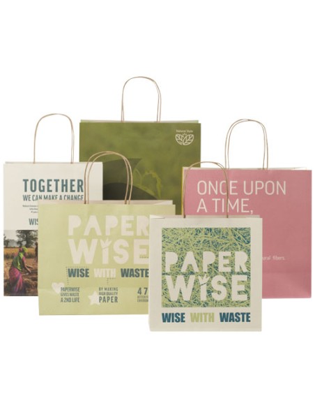 Shopper in carta da 150g/m2 realizzato con scarti agricoli con manici intrecciati - 24 x 9 x 32 cm