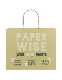 Shopper in carta da 150g/m2 realizzato con scarti agricoli con manici intrecciati - 31 x 12 x 25 cm