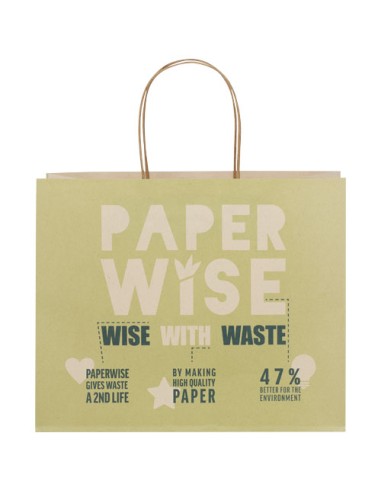 Shopper in carta da 150g/m2 realizzato con scarti agricoli con manici intrecciati - 31 x 12 x 25 cm