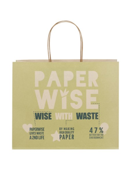 Shopper in carta da 150g/m2 realizzato con scarti agricoli con manici intrecciati - 31 x 12 x 25 cm