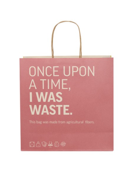 Shopper in carta da 150g/m2 realizzato con scarti agricoli con manici intrecciati - 31 x 12 x 31 cm