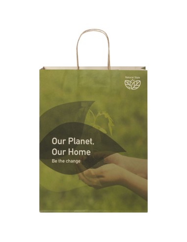 Shopper in carta da 150g/m2 realizzato con scarti agricoli con manici intrecciati - 31 x 12 x 41 cm