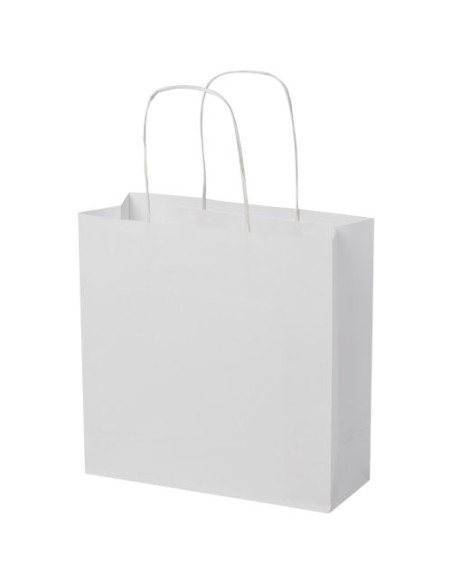 Shopper in carta kraft da 120g/m2 con manici intrecciati - 24 x 9 x 24 cm