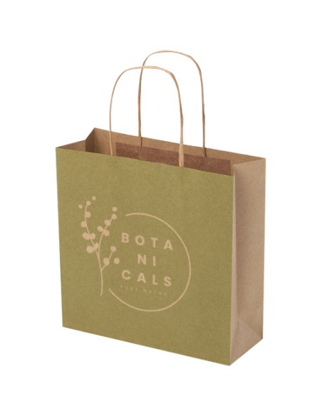 Shopper in carta kraft da 120g/m2 con manici intrecciati - 24 x 9 x 24 cm