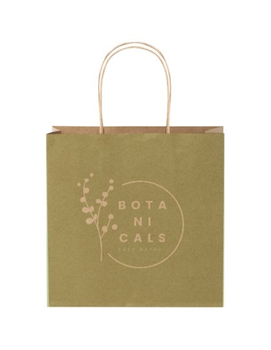 Shopper in carta kraft da 120g/m2 con manici intrecciati - 24 x 9 x 24 cm