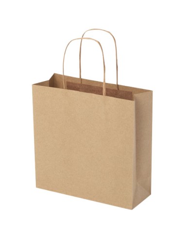 Shopper in carta kraft da 120g/m2 con manici intrecciati - 24 x 9 x 24 cm