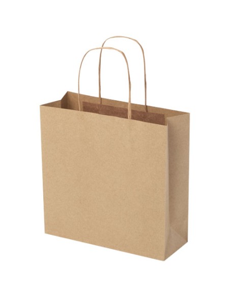 Shopper in carta kraft da 120g/m2 con manici intrecciati - 24 x 9 x 24 cm
