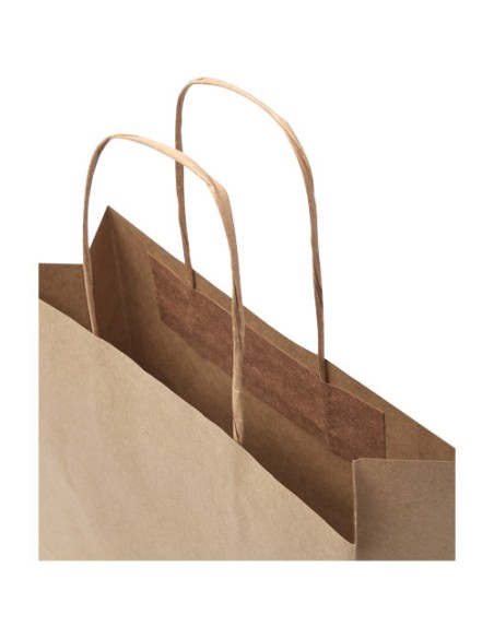 Shopper in carta kraft da 120g/m2 con manici intrecciati - 24 x 9 x 24 cm