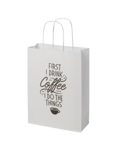 Shopper in carta kraft da 120g/m2 con manici intrecciati - 24 x 9 x 32 cm