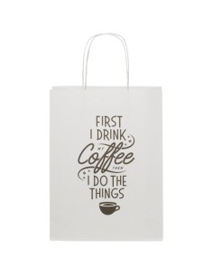 Shopper in carta kraft da 120g/m2 con manici intrecciati - 24 x 9 x 32 cm