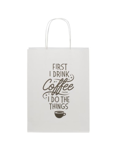 Shopper in carta kraft da 120g/m2 con manici intrecciati - 24 x 9 x 32 cm