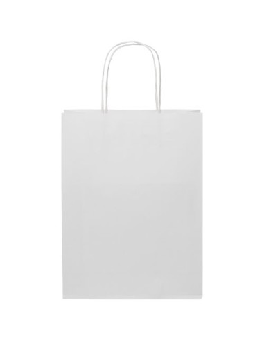 Shopper in carta kraft da 120g/m2 con manici intrecciati - 24 x 9 x 32 cm