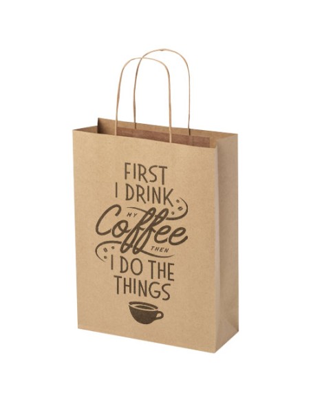 Shopper in carta kraft da 120g/m2 con manici intrecciati - 24 x 9 x 32 cm