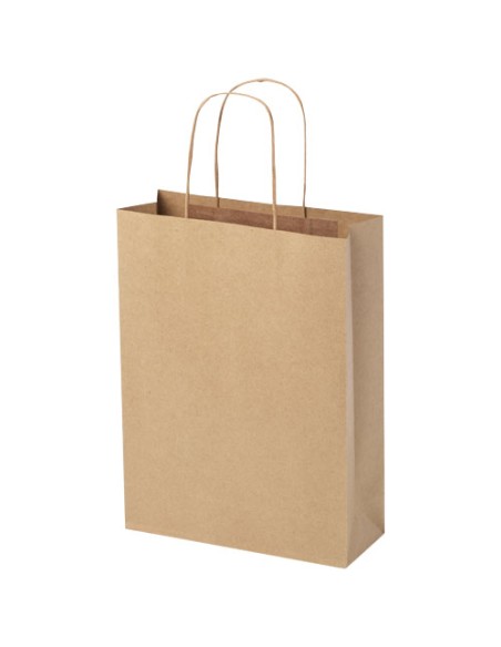 Shopper in carta kraft da 120g/m2 con manici intrecciati - 24 x 9 x 32 cm
