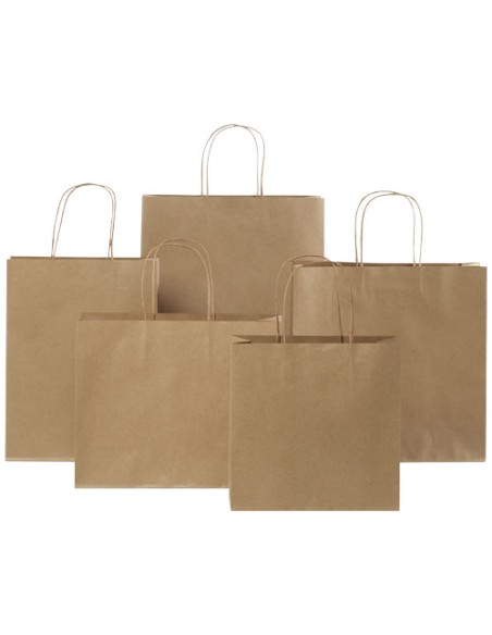 Shopper in carta kraft da 120g/m2 con manici intrecciati - 24 x 9 x 32 cm