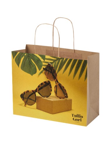 Shopper in carta kraft da 120g/m2 con manici intrecciati - 31 x 12 x 25 cm
