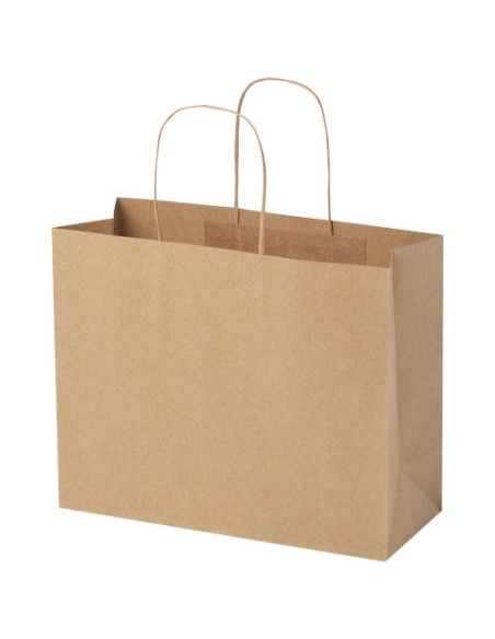 Shopper in carta kraft da 120g/m2 con manici intrecciati - 31 x 12 x 25 cm