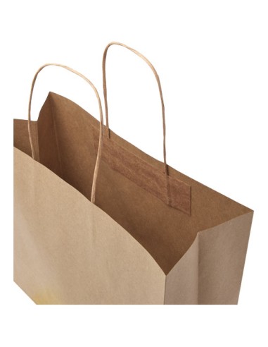 Shopper in carta kraft da 120g/m2 con manici intrecciati - 31 x 12 x 25 cm