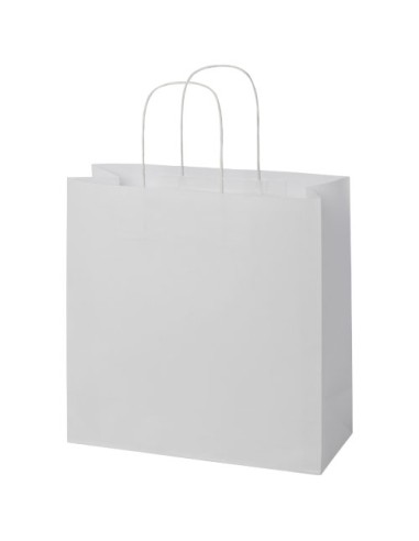 Shopper in carta kraft da 120g/m2 con manici intrecciati - 31 x 12 x 31 cm