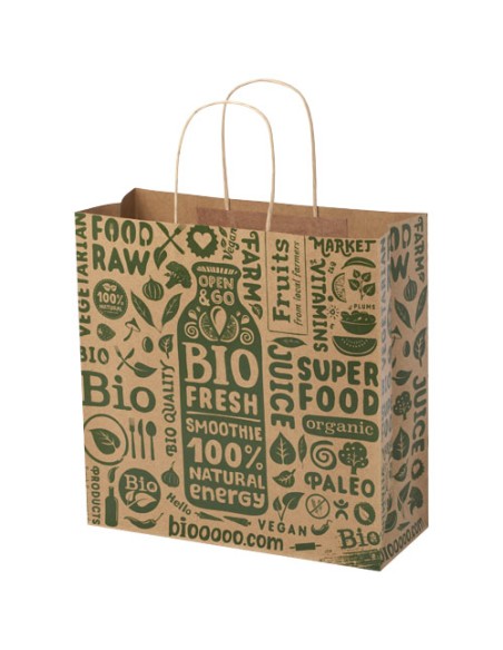 Shopper in carta kraft da 120g/m2 con manici intrecciati - 31 x 12 x 31 cm