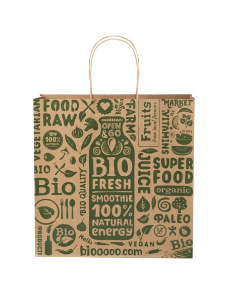 Shopper in carta kraft da 120g/m2 con manici intrecciati - 31 x 12 x 31 cm