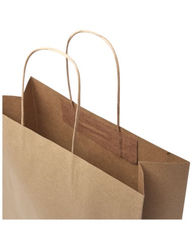 Shopper in carta kraft da 120g/m2 con manici intrecciati - 31 x 12 x 31 cm