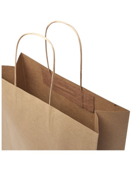 Shopper in carta kraft da 120g/m2 con manici intrecciati - 31 x 12 x 31 cm
