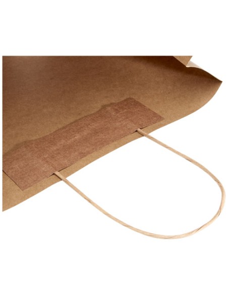 Shopper in carta kraft da 120g/m2 con manici intrecciati - 31 x 12 x 31 cm
