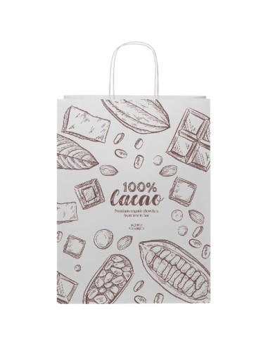 Shopper in carta Kraft da 120g/m2 con manici intrecciati - 31 x 12 x 41 cm