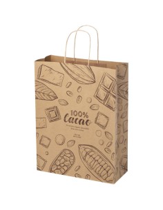 Shopper in carta Kraft da 120g/m2 con manici intrecciati - 31 x 12 x 41 cm