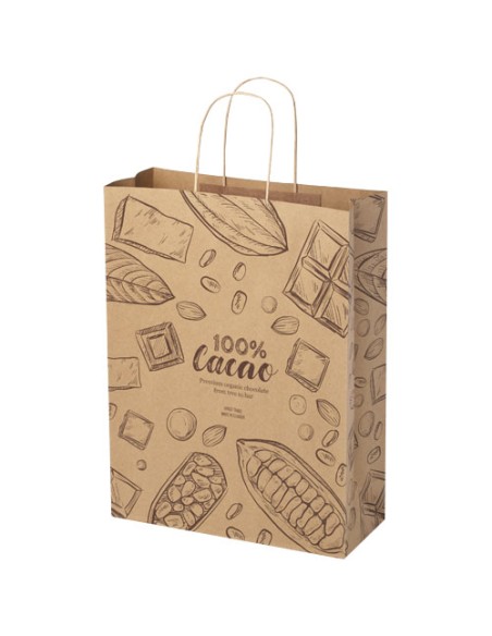 Shopper in carta Kraft da 120g/m2 con manici intrecciati - 31 x 12 x 41 cm