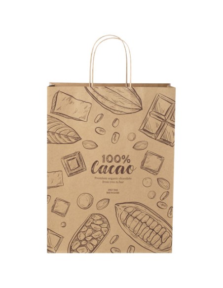 Shopper in carta Kraft da 120g/m2 con manici intrecciati - 31 x 12 x 41 cm