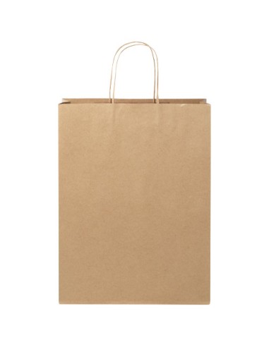 Shopper in carta Kraft da 120g/m2 con manici intrecciati - 31 x 12 x 41 cm