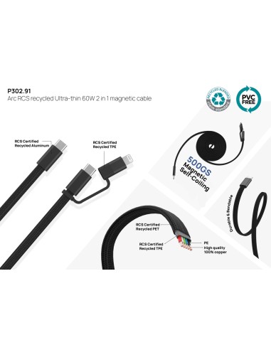 Cavo magnetico 2in1 Arc ultra fine da 60W