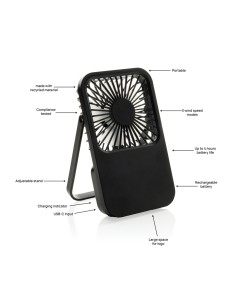 Ventilatore ricaricabile da tavolo Aervina uin rPlastica RCS