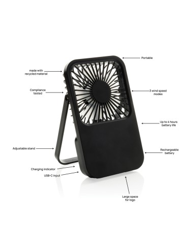 Ventilatore ricaricabile da tavolo Aervina uin rPlastica RCS