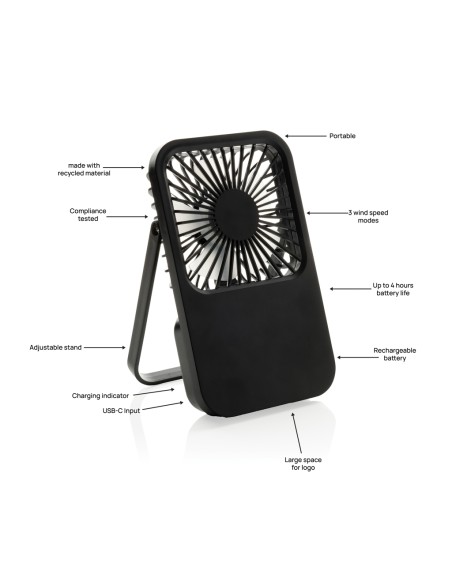 Ventilatore ricaricabile da tavolo Aervina uin rPlastica RCS