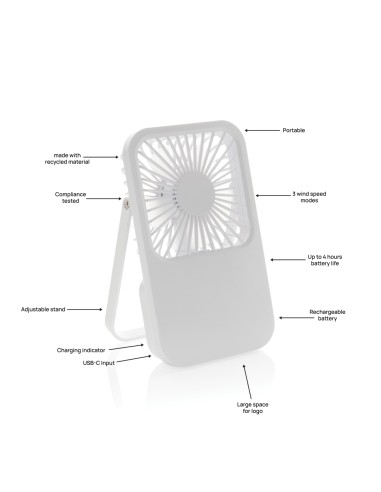 Ventilatore ricaricabile da tavolo Aervina uin rPlastica RCS