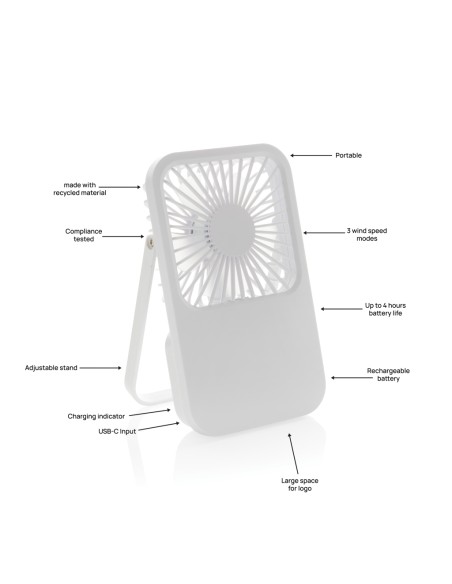 Ventilatore ricaricabile da tavolo Aervina uin rPlastica RCS