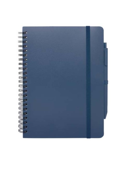 Blocco note formato A5 con copertina rigida in plastica recuperata in prossimità degli oceani e penna a sfera Thalaasa (inchi