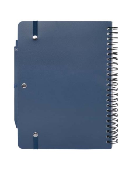 Blocco note formato A5 con copertina rigida in plastica recuperata in prossimità degli oceani e penna a sfera Thalaasa (inchi