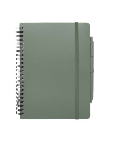 Blocco note formato A5 con copertina rigida in plastica recuperata in prossimità degli oceani e penna a sfera Thalaasa (inchi