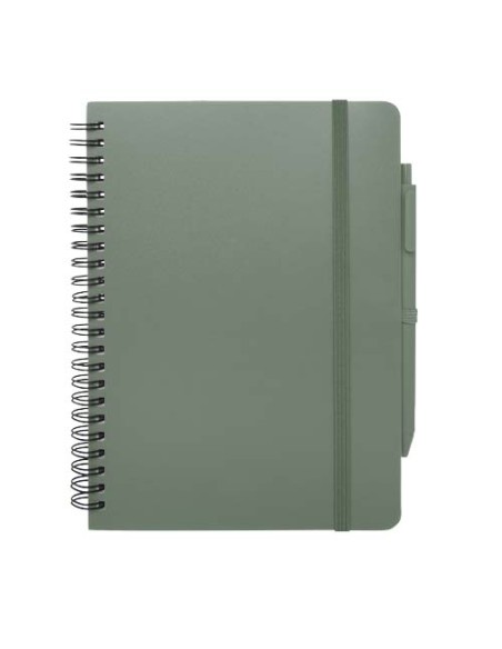 Blocco note formato A5 con copertina rigida in plastica recuperata in prossimità degli oceani e penna a sfera Thalaasa (inchi