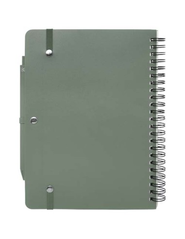 Blocco note formato A5 con copertina rigida in plastica recuperata in prossimità degli oceani e penna a sfera Thalaasa (inchi