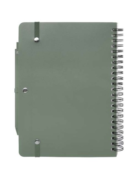 Blocco note formato A5 con copertina rigida in plastica recuperata in prossimità degli oceani e penna a sfera Thalaasa (inchi