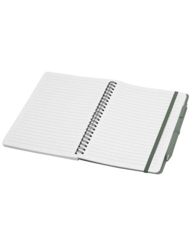 Blocco note formato A5 con copertina rigida in plastica recuperata in prossimità degli oceani e penna a sfera Thalaasa (inchi