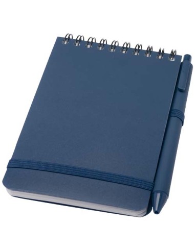 Blocco note formato A6 con copertina rigida in plastica recuperata in prossimità degli oceani e penna a sfera Thalaasa (inchi