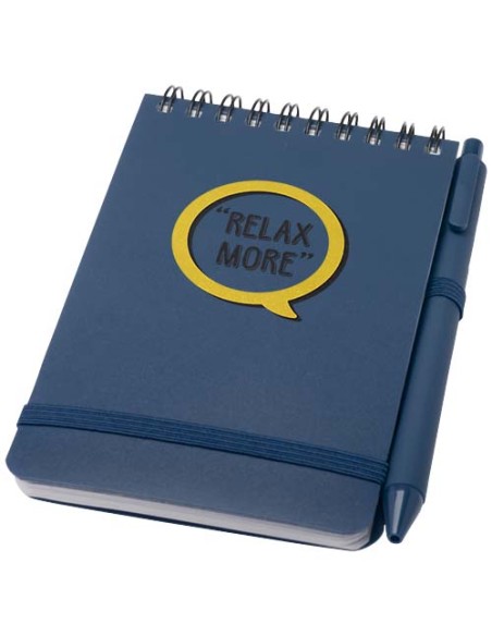 Blocco note formato A6 con copertina rigida in plastica recuperata in prossimità degli oceani e penna a sfera Thalaasa (inchi