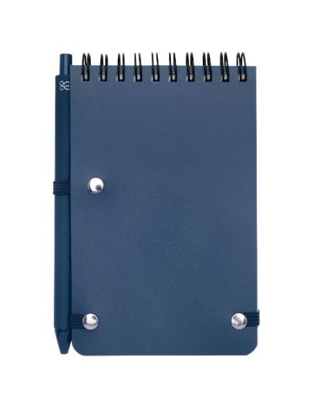 Blocco note formato A6 con copertina rigida in plastica recuperata in prossimità degli oceani e penna a sfera Thalaasa (inchi